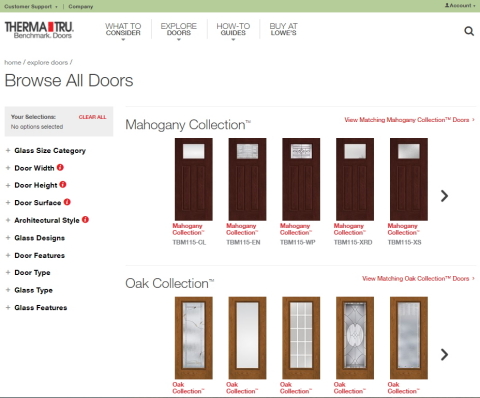 The updated Design Your Door tool intuitively guides homeowners through various door styles, design choices and finishes. (Photo: Business Wire)