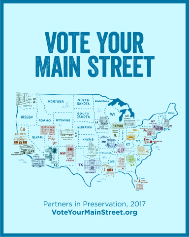 Partners in Preservation: Main Streets, will award $2 million in grants to Main Street districts in need of preservation support across America, as decided by public vote. For more information and to vote daily through October 31, visit VoteYourMainStreet.org.