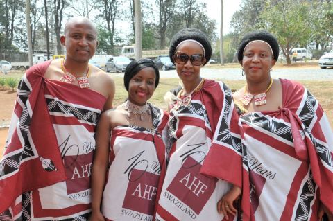 Some staff of AHF Swaziland pose during the 10 years anniversary celebration in Matsapha. (Photo: Business Wire)