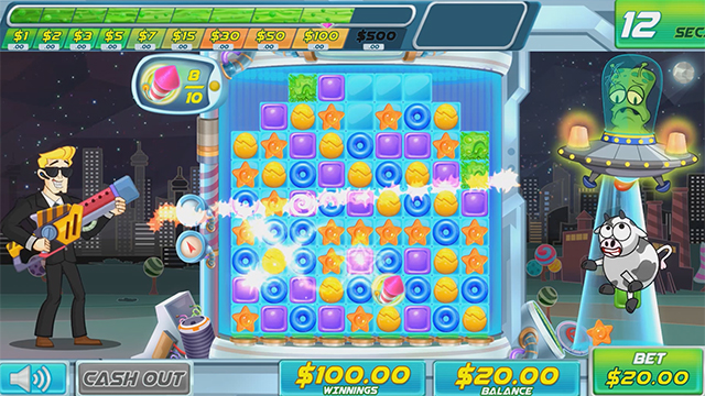 Cosmic Candy Heist is a matching game where players must match puzzle tiles to gain rewards and win big.