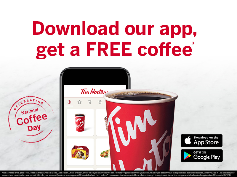 Tim Hortons Is Giving Away A Million Coffees For National Coffee Day Business Wire