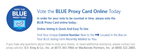 Vote the BLUE Proxy Card Online Today. (Graphic: Business Wire)