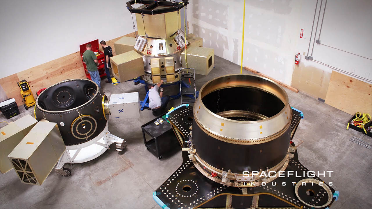 Time lapse of Spaceflight's integrated payload stack being assembled.