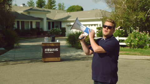 Keurig and James Corden are teaming up to show real-life coffee drinkers why they should ditch their drip for a Keurig® coffee maker, challenging them to Brew the Love™ in a fun and engaging series of TV, digital and social media videos. (Photo: Business Wire)