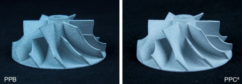 Casted impeller comparison of PolyPor B (PPB) and PolyPor C² (PPC²) (Photo: Business Wire) 