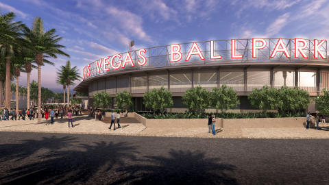 Las Vegas Ballpark, Concept Rendering of Southwest Corner View photo by HOK 