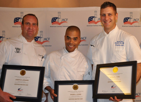 Chefs Joseph Leonardi, Shawn Loving, and Gerald Ford received the Certified Master Chef® designation from the American Culinary Federation after completing a rigorous eight-day exam (Photo: Business Wire)