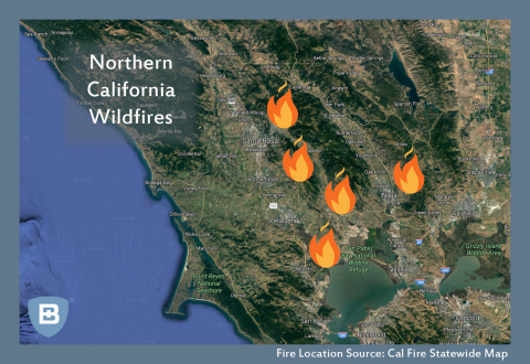 Map of Northern California Wildfire Locations (Photo: Business Wire)