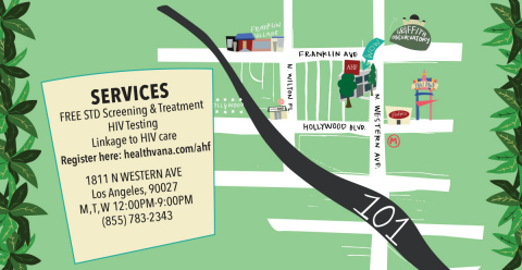 AHF will host a grand opening ceremony on October 17th for its new Western Wellness Center in Hollywood that will offer free screenings for STDs and HIV. (Graphic: Business Wire)