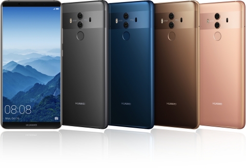 The HUAWEI Mate 10 Pro comes in four colors (Photo: Business Wire)