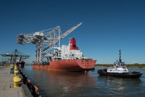 Three more super post-Panamax cranes were delivered to Port Houston's Barbours Cut terminal today (Photo: Business Wire)