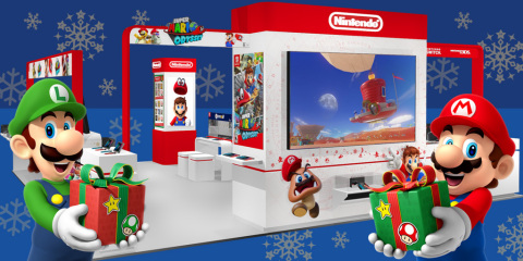 From Nov. 11 to Dec. 17, Nintendo is opening pop-up experiences at 17 malls across the country, allowing shoppers to try out the hit Nintendo Switch system and the portable Nintendo 3DS family of systems. (Graphic: Business Wire)