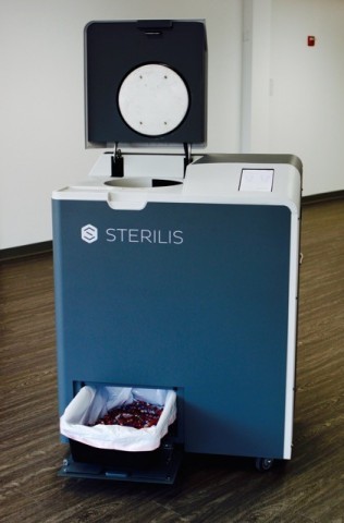 The Sterilis device uses a patented design that combines a steam sterilizer with a grinder and allows infectious regulated medical waste (RMW) to be treated on-site and on-demand at point-of-care in about 60 minutes. (Photo: Business Wire).