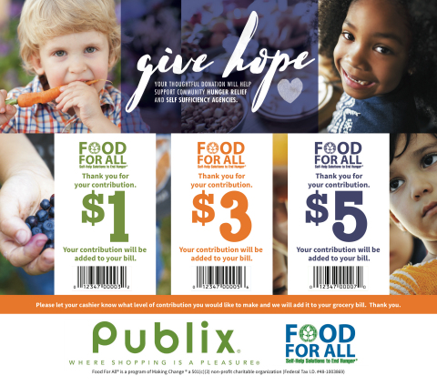 Publix Launches Annual Food For All Fundraiser, which runs Nov. 1 through Nov. 22, 2017 (Photo: Business Wire)