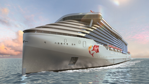 Virgin Voyages Ship - Rendering of front of ship. (Photo: Business Wire)