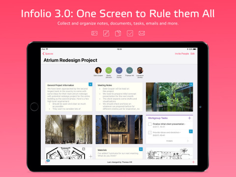 Built from scratch for use on the iPad, Infolio 3.0 is optimized for iOS 11 to improve team collaboration. (Photo: Business Wire)