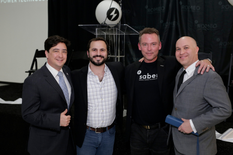 Jeff Malin, Senior Business Development Specialist of the Governor’s Office of Business Development with Mark Schwager, Michael Patterson and Porter Harris of Romeo Power Technology (Photo: Business Wire)