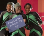 Visa Welcomes the Nigerian Women’s Bobsled Team to Team Visa for the Olympic Winter Games PyeongChang 2018. From left to right: brakeman Ngozi Onwumere, pilot Seun Adigun, and brakeman Akuoma Omeoga. (Photo: Business Wire)