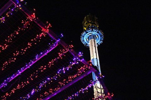 Get a spectacular view of the more than one million LED lights while towering 200 feet into the air on Acrophobia, one of the 29 holiday rides open during Holiday in the Park at Six Flags Over Georgia. Holiday in the Park is open select days through January 3, 2018. (Photo:  Six Flags Over Georgia)