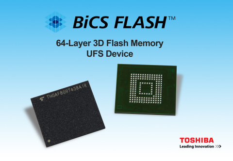 Toshiba's new UFS devices are based on its cutting-edge 64-layer BiCS FLASH 3D flash memory and will be available in four capacities: 32GB, 64GB, 128GB, and 256GB. (Graphic: Business Wire)