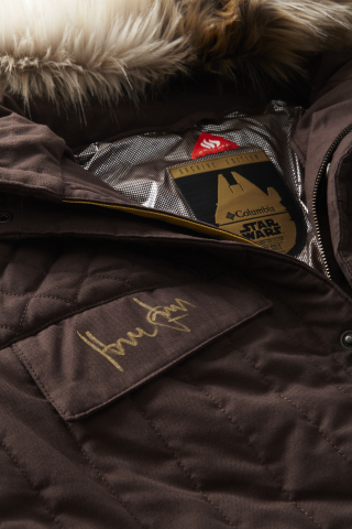 A closeup of the Han Solo Archive Edition parka signed by Harrison Ford. (Photo: Business Wire)