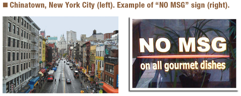 Chinatown, New York City (left). Example of "NO MSG" sign (right). (Graphic: Business Wire)