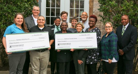 Representatives from Woodforest National Bank, FHLB Dallas and BCL of Texas today announced $60,000 in Small Business Recovery grants to assist four Wharton, Texas, businesses with hurricane recovery efforts. (Photo: Business Wire)