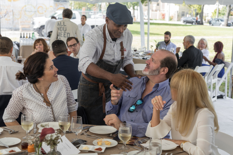 Chef Marcus Samuelsson with Sotheby's and Sentient Jet executives and guests at Luncheon