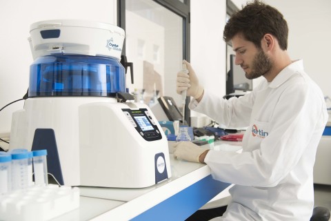 Picture showing the Precellys® & Cryolys Evolution tissue homogenizer equipment on the bench - Credit: T.Leaud