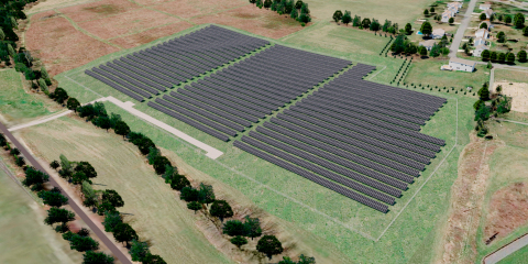Artist’s rendering depicts a 14-acre solar array being developed by WGL Energy and Susquehanna University that will supply 30 percent of the university’s electricity and is expected to be completed by summer of 2018. It is WGL Energy’s first solar project in Pennsylvania, the largest university-sponsored solar array in Pennsylvania, and one of the largest solar projects in the Commonwealth. (Graphic: Business Wire)