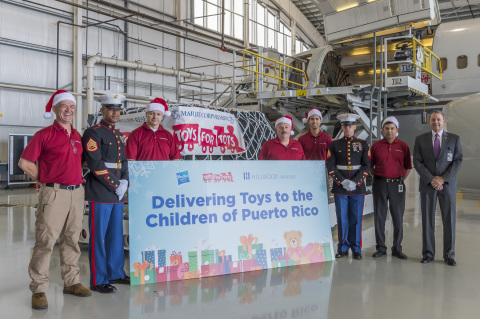 The U.S. Marine Corps Reserve Toys for Tots Program, Hasbro, Inc., Signature Flight Support, and Hillwood Airways, a Perot company and private charter airline, are collaborating to deliver 30,000 toys and games to families in need in Puerto Rico, just in time for the holidays. Credit: Debra Hale, Hillwood.