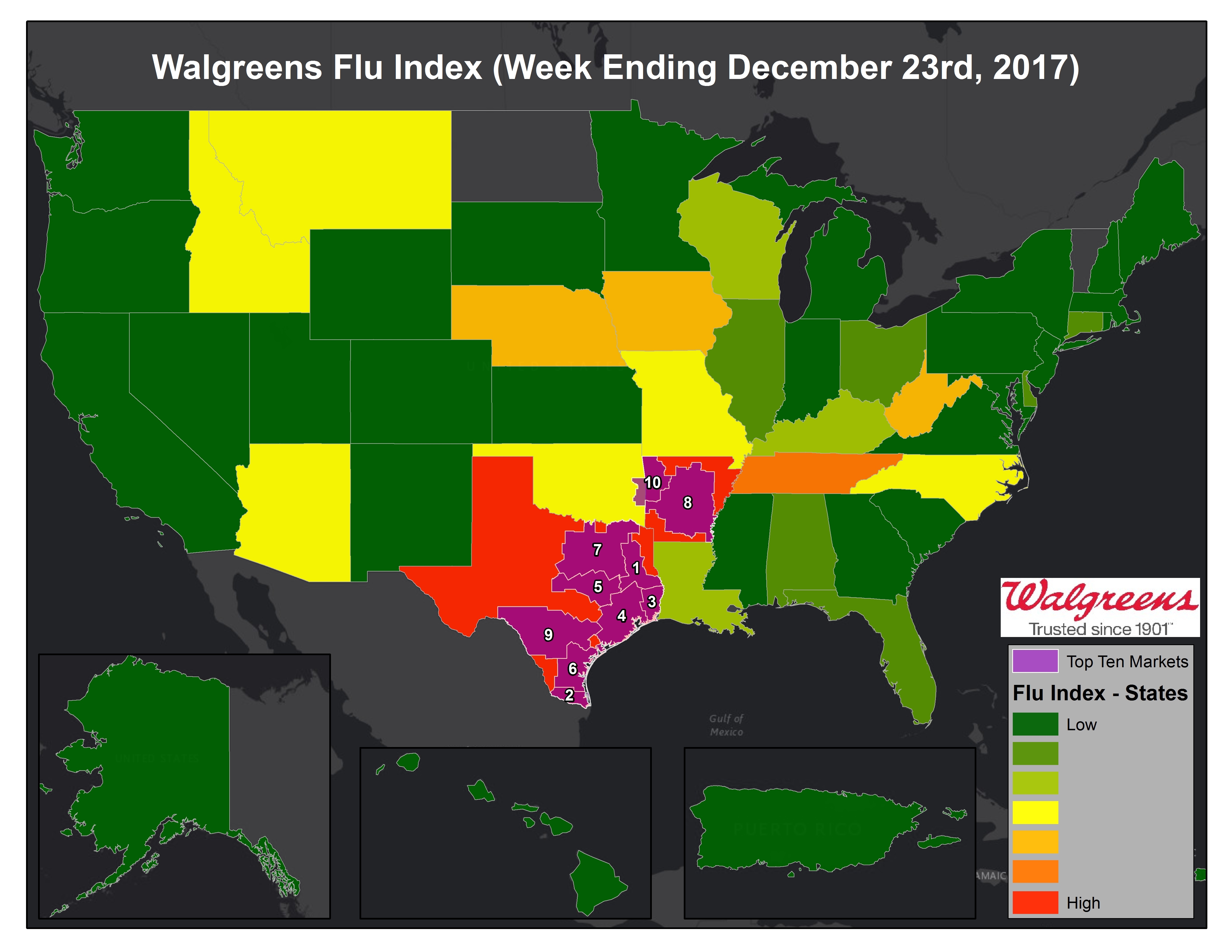 Tyler, Texas Tops the Walgreens Flu Index™ for Flu Activity this Week