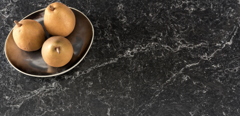 Dinant, Q4030 is a complex black and grey background with white full slab veining. (Photo: Business Wire)
