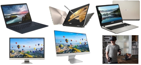 ASUS Introduces New Consumer Products at CES 2018: New ZenBook 13, ZenBook Flip 14, ASUS X507, Vivo AiO V272 and Vivo AiO V222, as well as the ASUS Windows Mixed Reality Headset. (Photo: Business Wire)