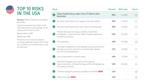 Cyber leads as top US business risk for first time (Graphic: Business Wire)