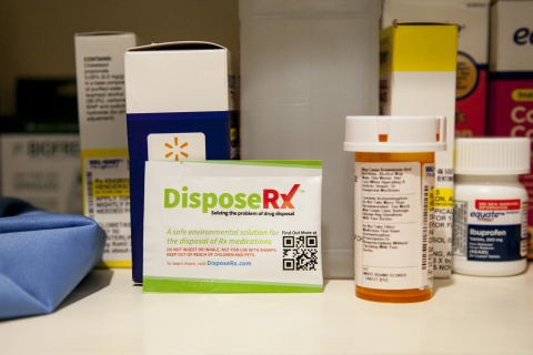 Beginning immediately, patients filling any new Class II opioid prescription at Walmart pharmacies will receive a free DisposeRx packet and opioid safety information brochure when picking up their prescription. Patients with chronic Class II opioid prescriptions will be offered a free DisposeRx packet every six months. (Photo: Business Wire)