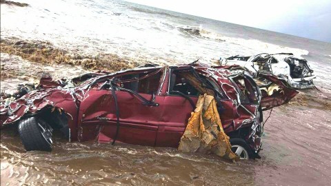 Alicia Journey, a local attorney with the California Fire Lawyers, found the destroyed remains of her car on the beach in Montecito following the devastating “Thomas Flood” Mudslides. (Photo: Business Wire)