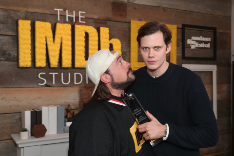 Bill Skarsgård with Kevin Smith after receiving the IMDb “Fan Favorite” STARmeter Award in The IMDb Studio at the 2018 Sundance Film Festival. (Photo: Business Wire)