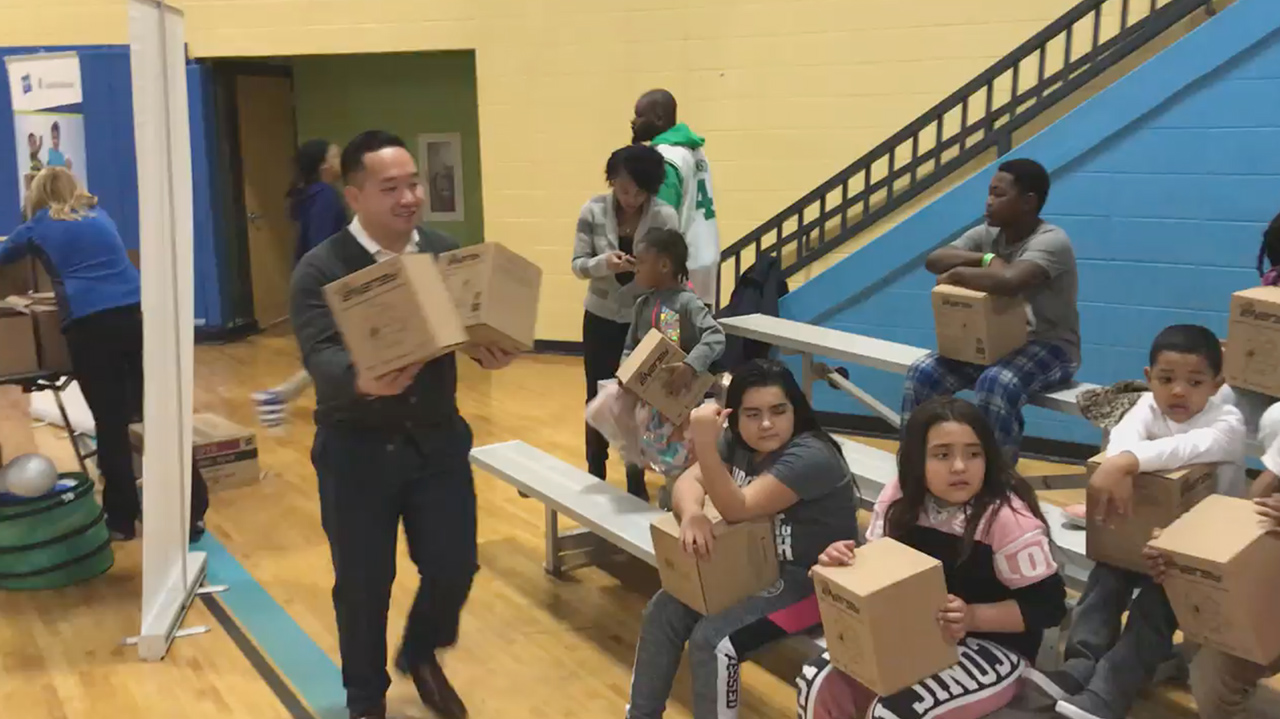 UnitedHealthcare donated 200 NERF Energy Game Kits to Boys & Girls Clubs of the Twin Cities as part of a national initiative to encourage young people to become more active through "exergaming." Representative Fue Lee helped Misty Magner-Ladner, UnitedHealthcare of Minnesota, distribute kits to the Jerry Gamble Club. The donation is part of a national initiative between Hasbro and UnitedHealthcare, featuring Hasbro’s NERF products, that encourages young people to become more active through “exergaming" (Video: Matthias Orfield).