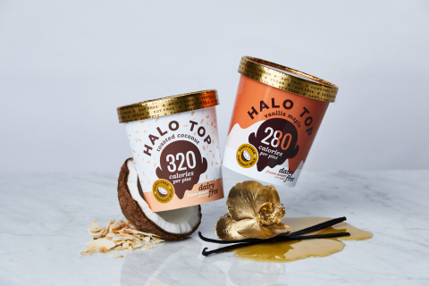 Halo Top Creamery expands the company’s vegan lineup with five fan favorites and two brand-new non-dairy flavors – Toasted Coconut and Vanilla Maple. (Photo: Business Wire)