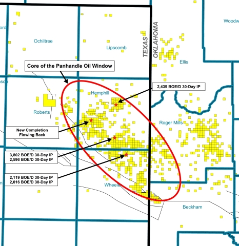 The aerial extent of Tecolote's 210,000 net acres and the core of the Panhandle Oil Window play. (Photo: Business Wire)