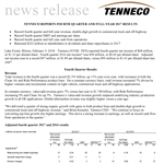 Tenneco Fourth Quarter and Full Year 2017 Results