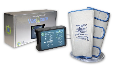 The ALP VasQcare System is manufactured by Currie Medical Specialties. VasQcare is a home compression therapy device for DVT prophylaxis after surgery. (Photo: Business Wire)