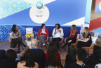P&G athletes join together for an important discussion about not letting gender become an obstacle to achieving their dreams in a panel hosted by Olympian and retired figure skater Michelle Kwan at the P&G Family Home during the Olympic Winter Games PyeongChang 2018. (Photo: Business Wire)