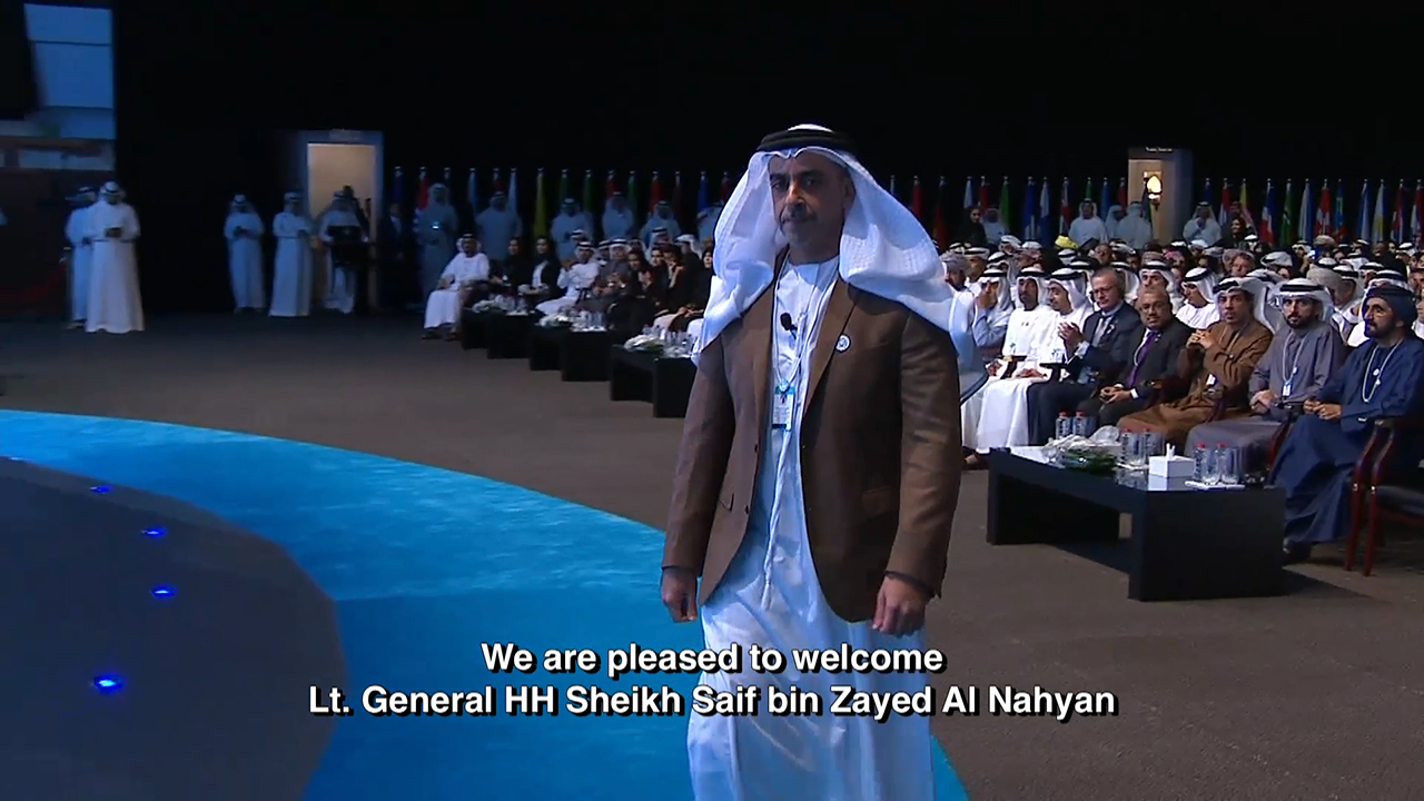 During the speech of His Highness Sheikh Saif bin Zayed Al Nahyan at the World Government Summit 2018 (Video: AETOSWire)