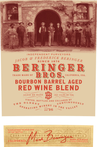 Beringer Bros labels feature a historic photograph of Jacob & Frederic Beringer in front of the winery & distillery, founded in 1876. Mark Beringer, the great great grandson of Jacob Beringer, now oversees winemaking. (Photo: Business Wire)