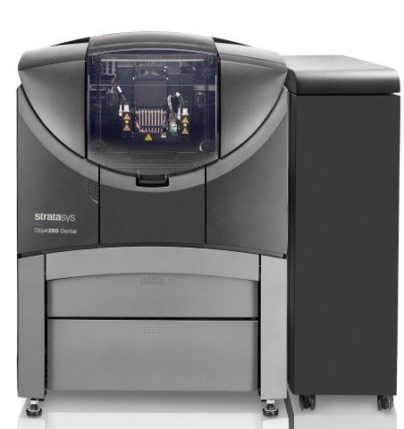 The Stratasys Objet260 Dental 3D Printer is specifically designed to accelerate use of professional-grade 3D printing as laboratories adopt digital dentistry. (Photo: Business Wire)