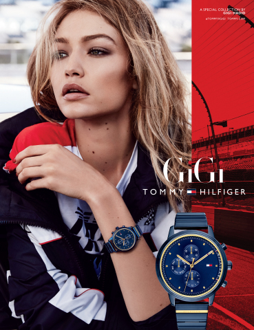 Gigi Hadid wearing the Spring 2018 Tommy Hilfiger ‘must have’ watch of the season (Photo: Business Wire)