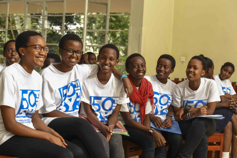 People at more than 20,000 events at schools, companies, and organizations worldwide will participate in 50/50 Day 2018 (April 26), a global day of action where participants will make pledges for moving closer to gender equality in their governments, businesses, cultures, schools, and homes. In this photo, students in Kenya participate in 50/50 Day 2017.