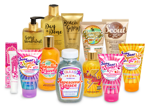 Glitterally Awesome! Sunshine & Glitter's NEW Awesome Sauce and entire SPF and body care line. Pure Fun. (Photo: Business Wire)